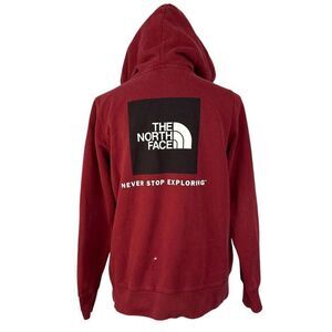 The North Face Red Pullover Hoodie Never Stop Exploring Sweatshirtā Womens Small